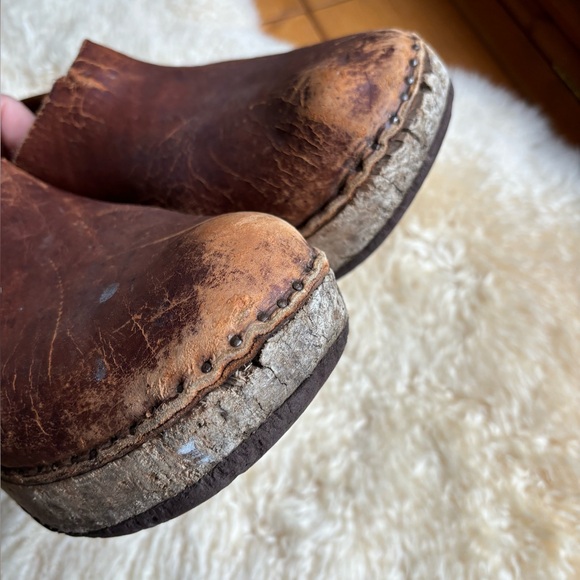 Antique Handmade Leather Clogs - Picture 12 of 15